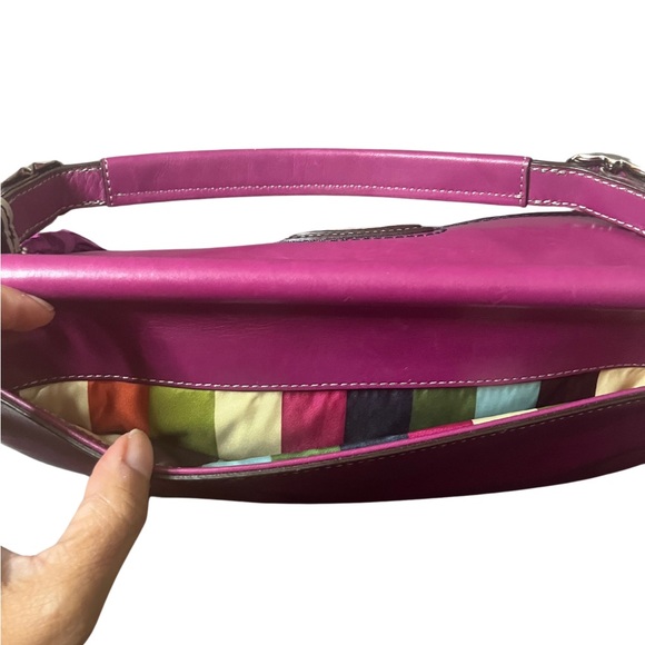 Coach Willis EUC Legacy City Colorblock Magenta Leather Satchel Crossbody - Picture 4 of 14